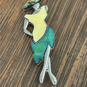 Stylish Silver and Enamel Brooch